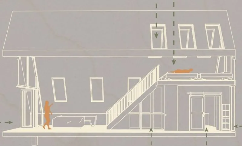 Apex Lodges: Section view showcasing adaptable design.