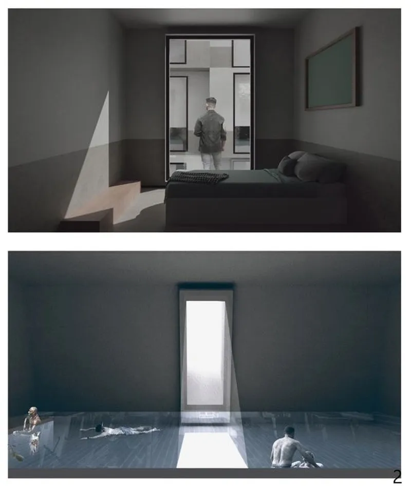 Minimalist room designs with natural light features.