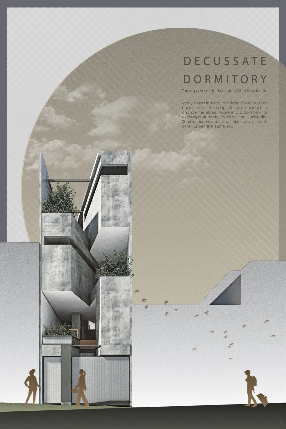 Decussate Dorm: Rethinking Taipei's Aging Houses as Multi-generational Co-living