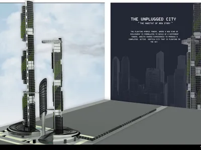 The Unplugged City: Twin Towers That Float Above Urban Limits