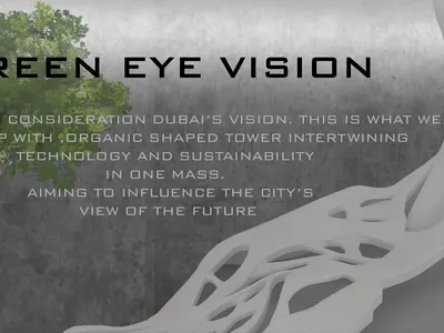 Green Eye Vision: A Vertical City in Dubai Built for Flying Cars and Green Façades