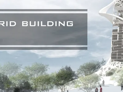 Hybrid Tower: A Vertical Ecosystem for Flying Cars, Biophilic Living, and 2050 Urbanism