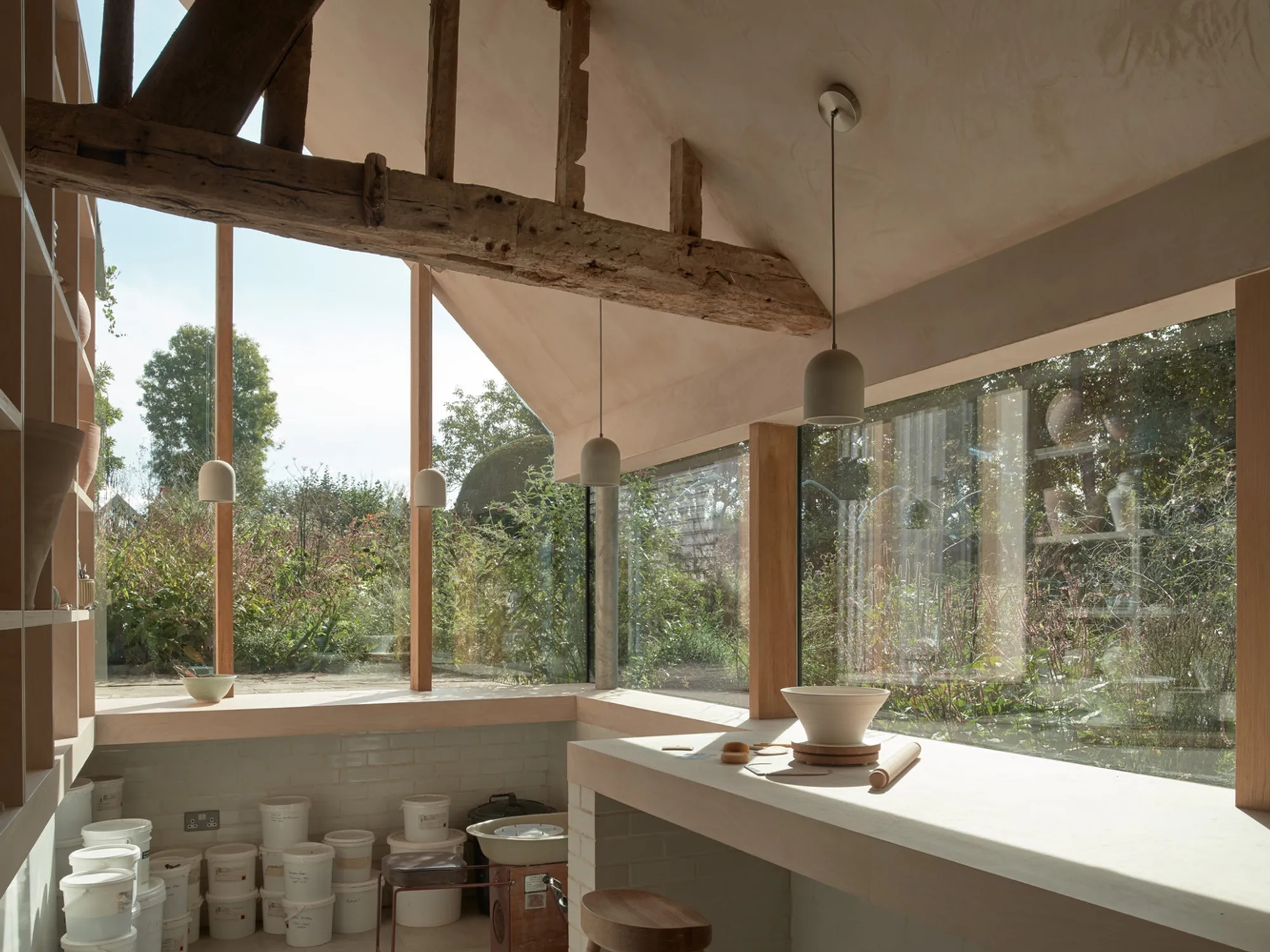 Ashton Porter Architects Slip a Pottery Studio into the Wing of a 15th-Century Sussex Barn