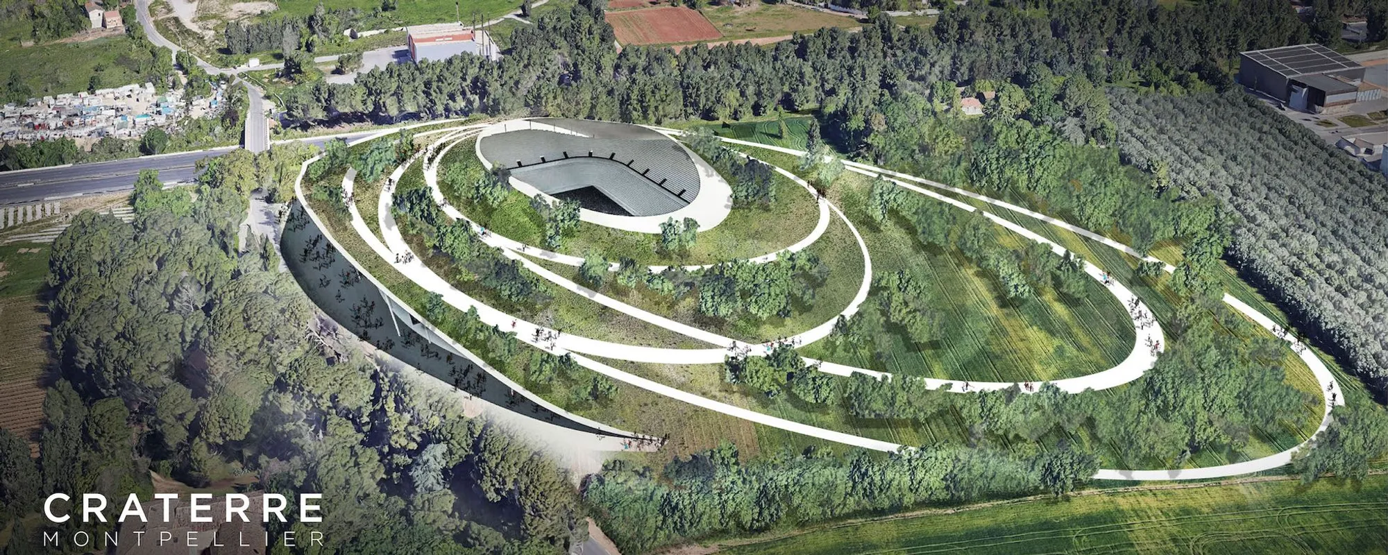 Craterre Montpellier: A Stadium Designed to Disappear into a Park