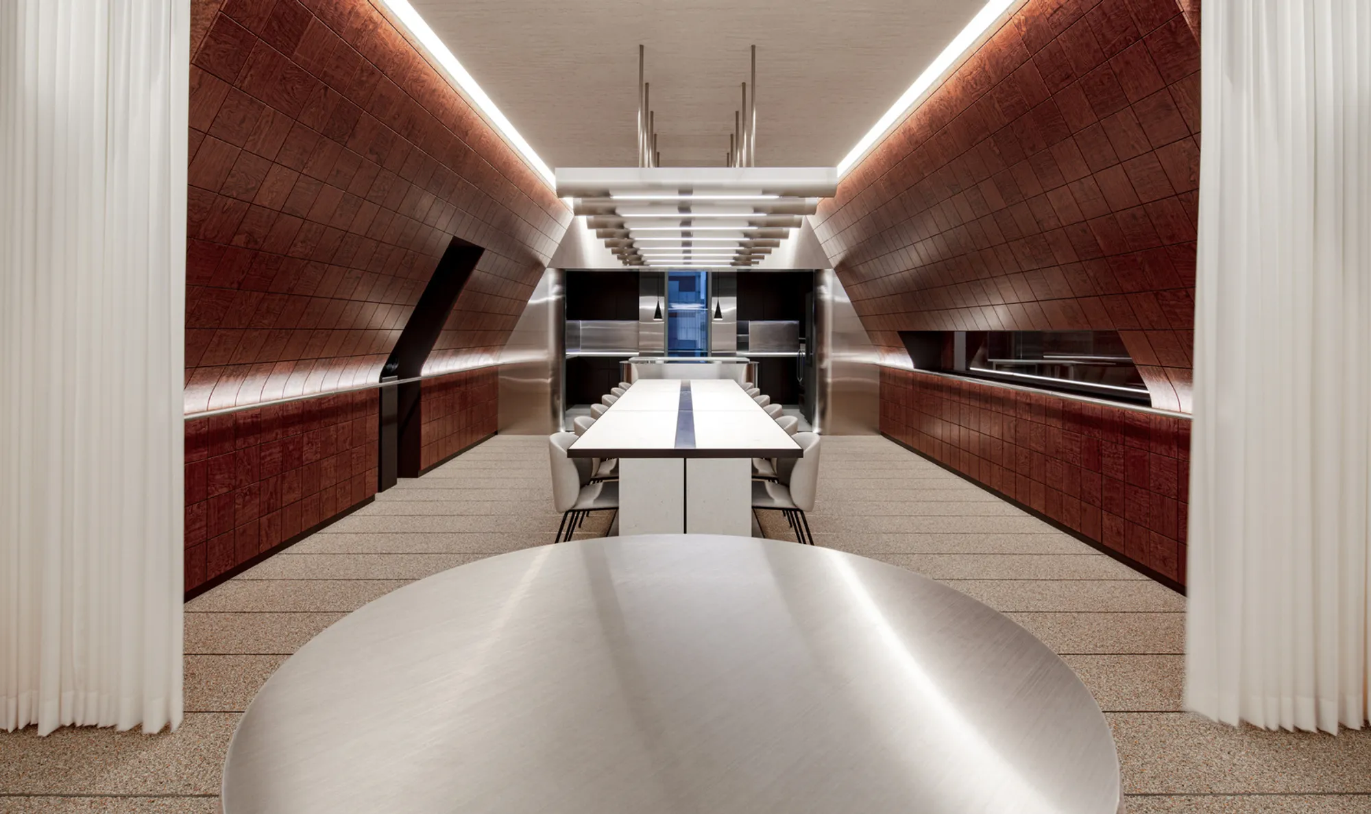 One-aftr Designs a 99-Square-Meter Culinary Theater That Loops Guests Through a Full Circuit