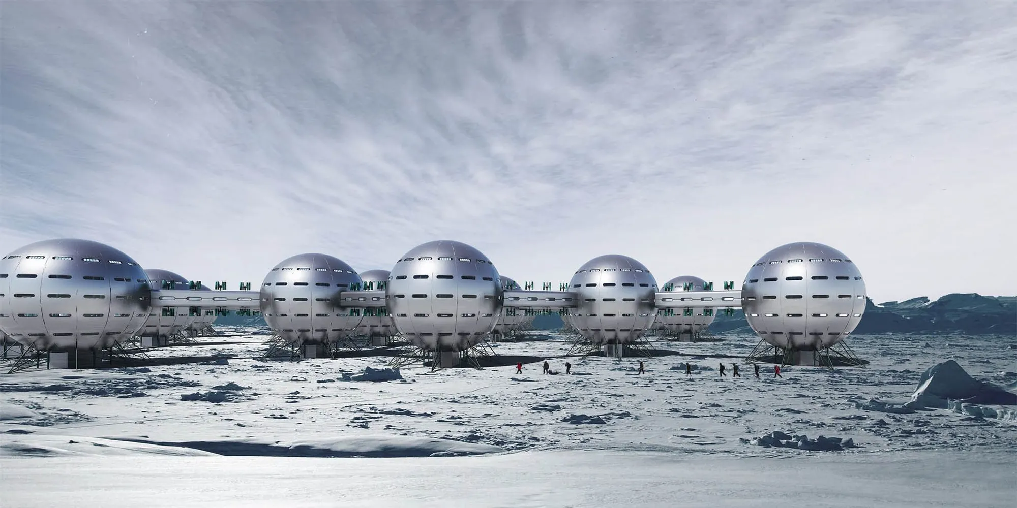 Multi Functional North House: Modular Spheres for 1,000 People on Arctic Ice