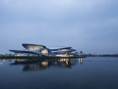 Zaha Hadid Architects Lands a Nebula-Shaped Science Fiction Museum on a Chengdu Lake