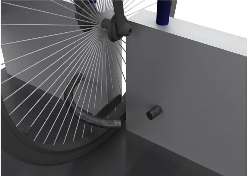 Detail view of bicycle wheel spokes meeting the hub with repair tools on the ground