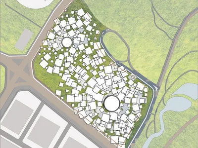 Smart Favela 2040: A Bio-Plastic Office Ecosystem Built for Four Futures of Work