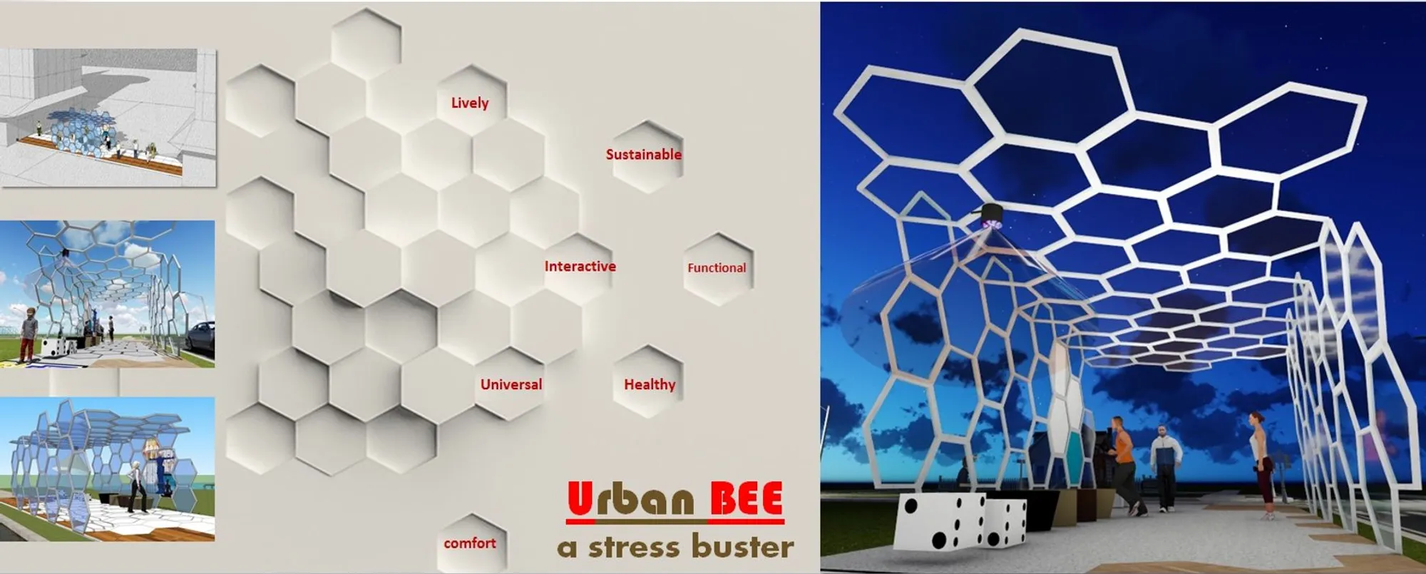 Urban BEE: Honeycomb Pavilions Designed to Reduce Stress in Cities