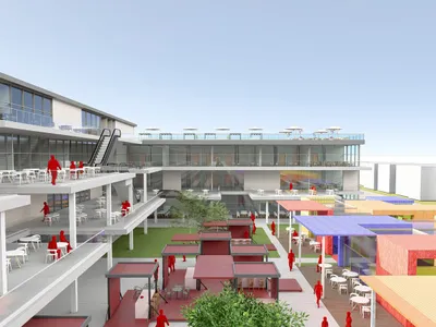 Flavorfair: 50 Restaurants Wrapped in a Modular Courtyard of Color and Cuisine