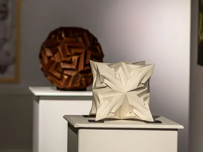 Polyhedra Sculpture: Algorithmic Geometry Cast in Plaster and Wood