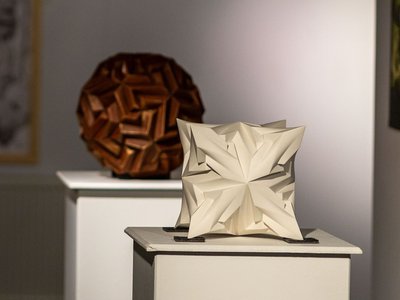 Polyhedra Sculpture: Algorithmic Geometry Cast in Plaster and Wood