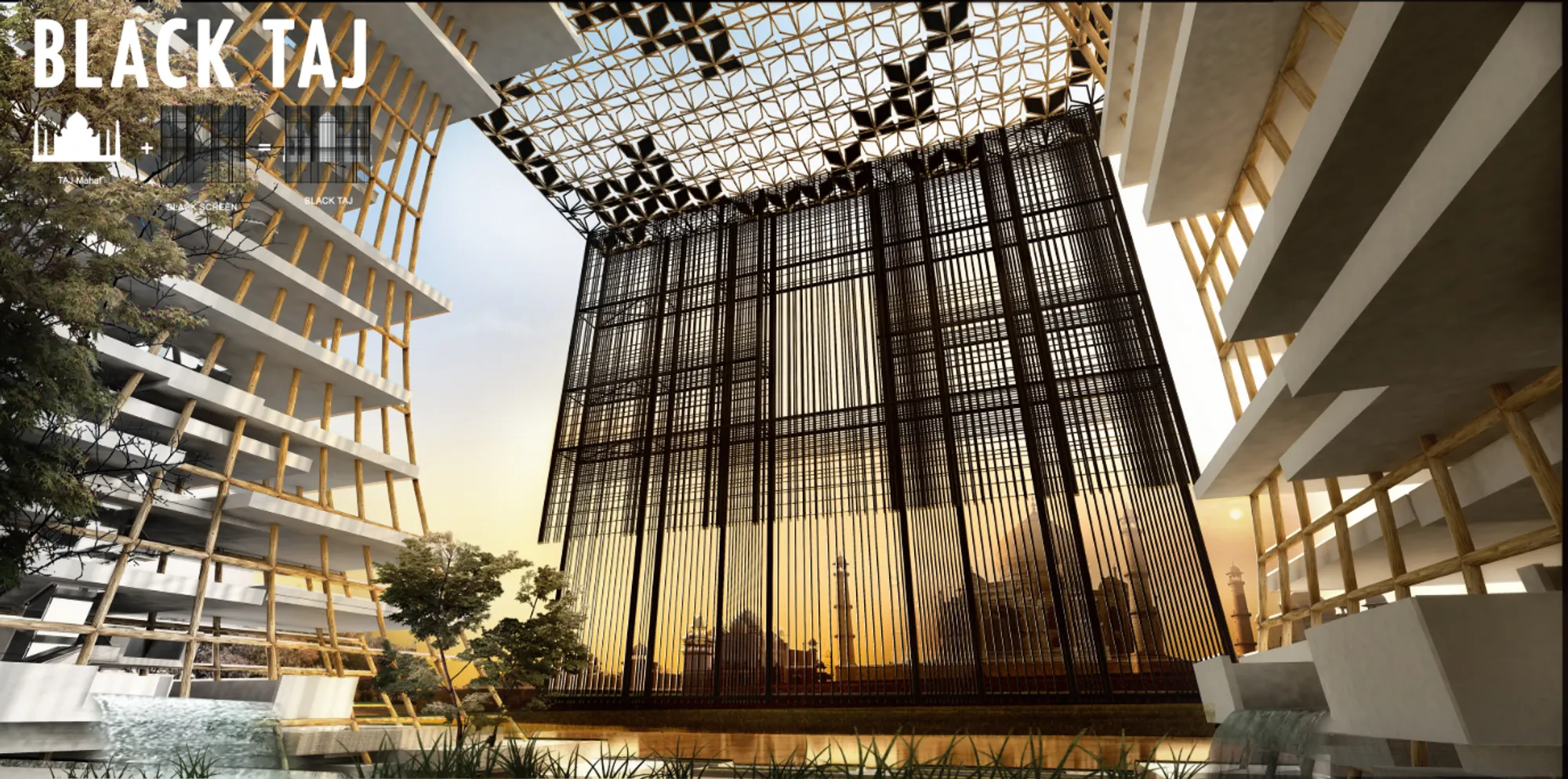 The Black Taj: Bamboo Lattice and Water Systems Reimagine a Mughal Legend