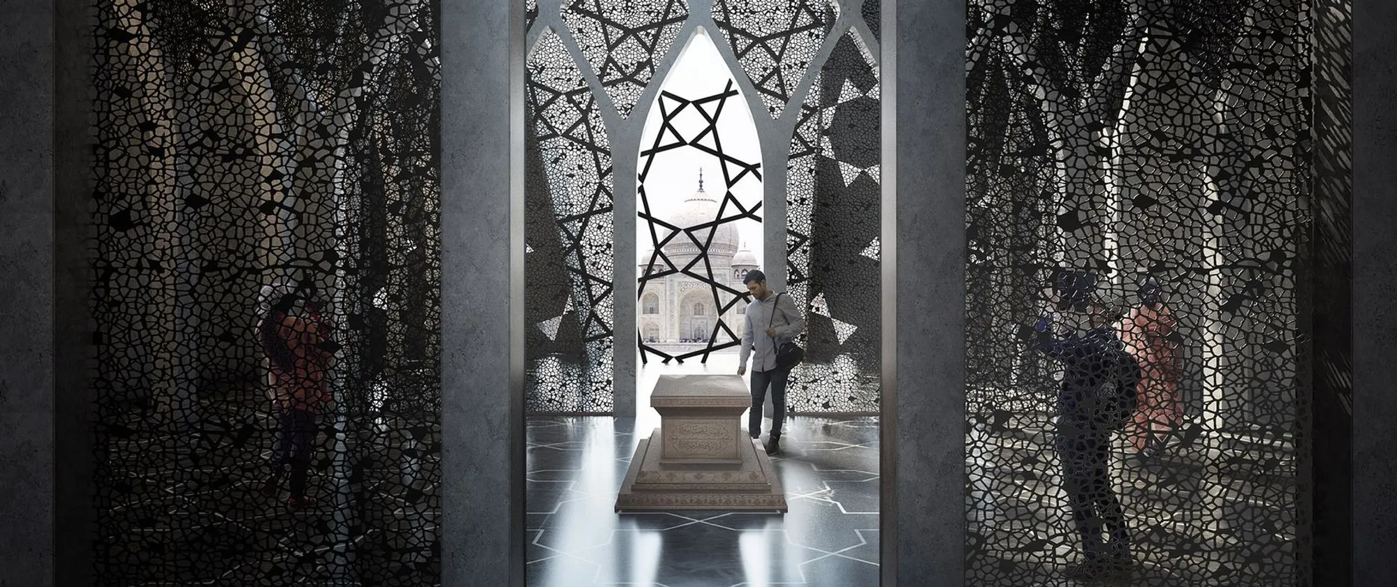The Broken Tomb: A Fractured Monolith of Grief Opposite the Taj Mahal