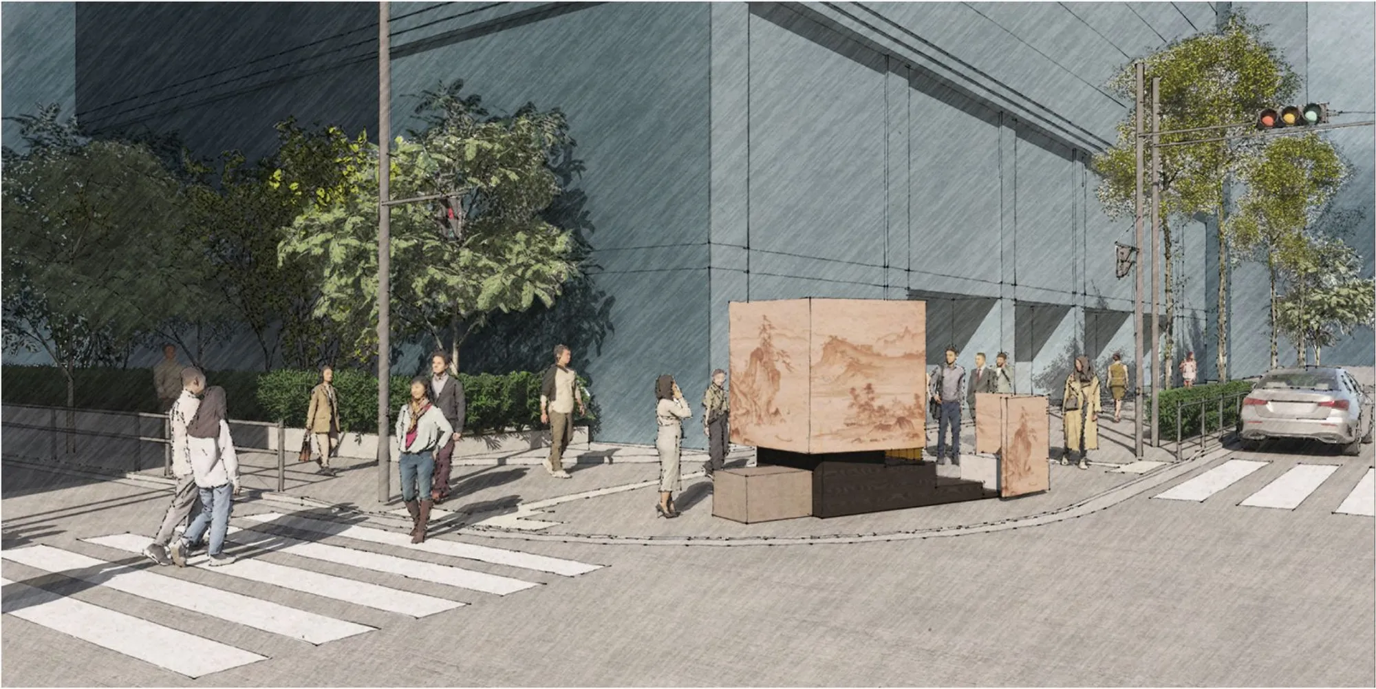 Vessel to Neverland: A Charred Timber Kiosk That Anchors Conversation in the Urban Grid