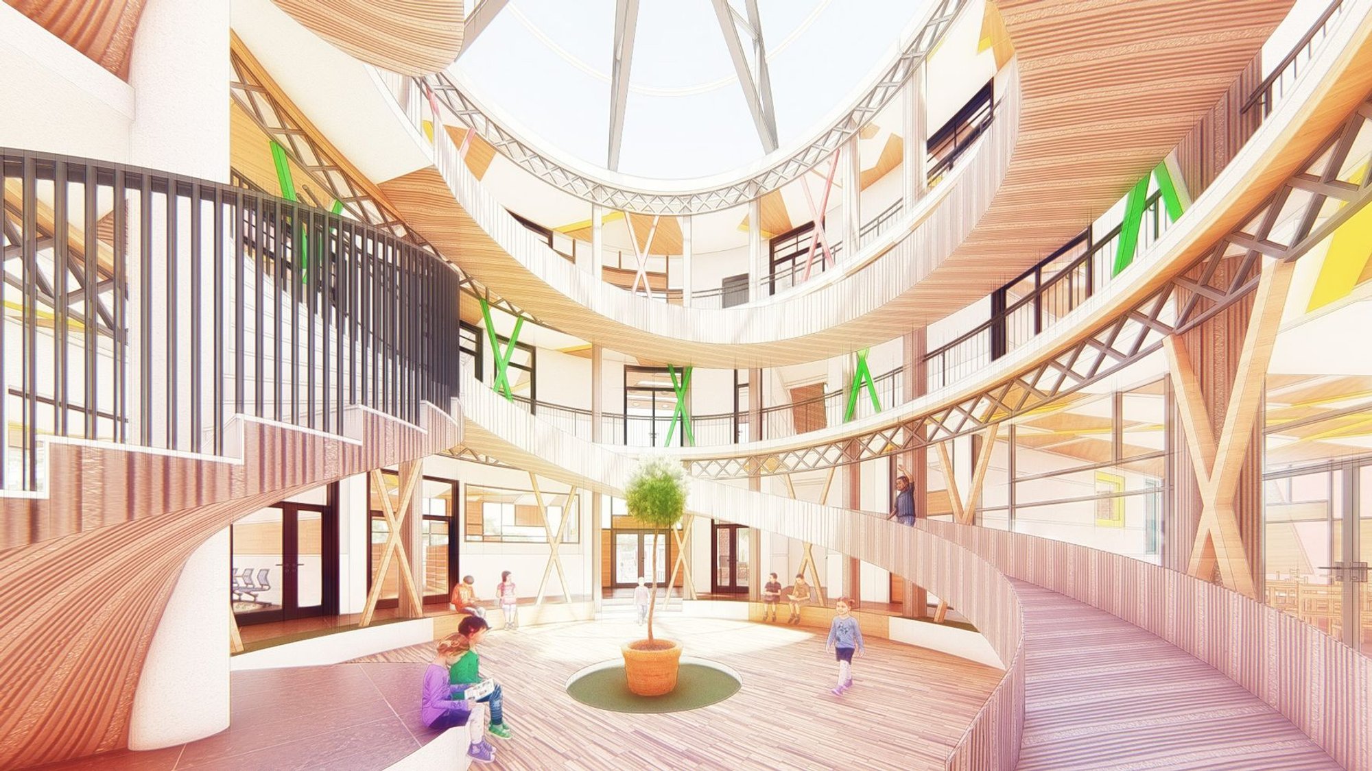 Skill-School: A Circular Learning Ecosystem Built Around a Central Atrium