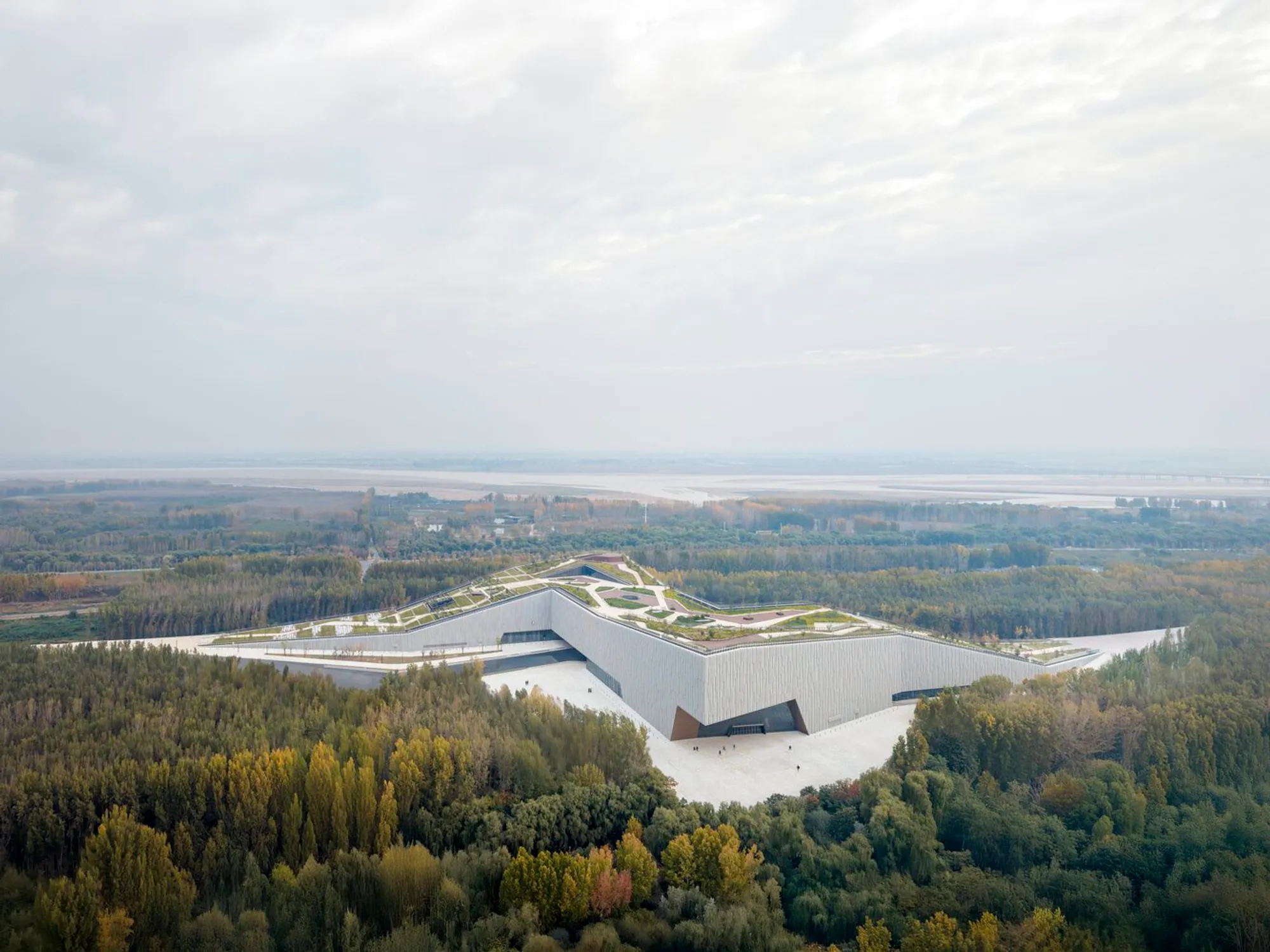 Yellow River National Museum Building and Park: Green Roof Museum Architecture by gmp Architects