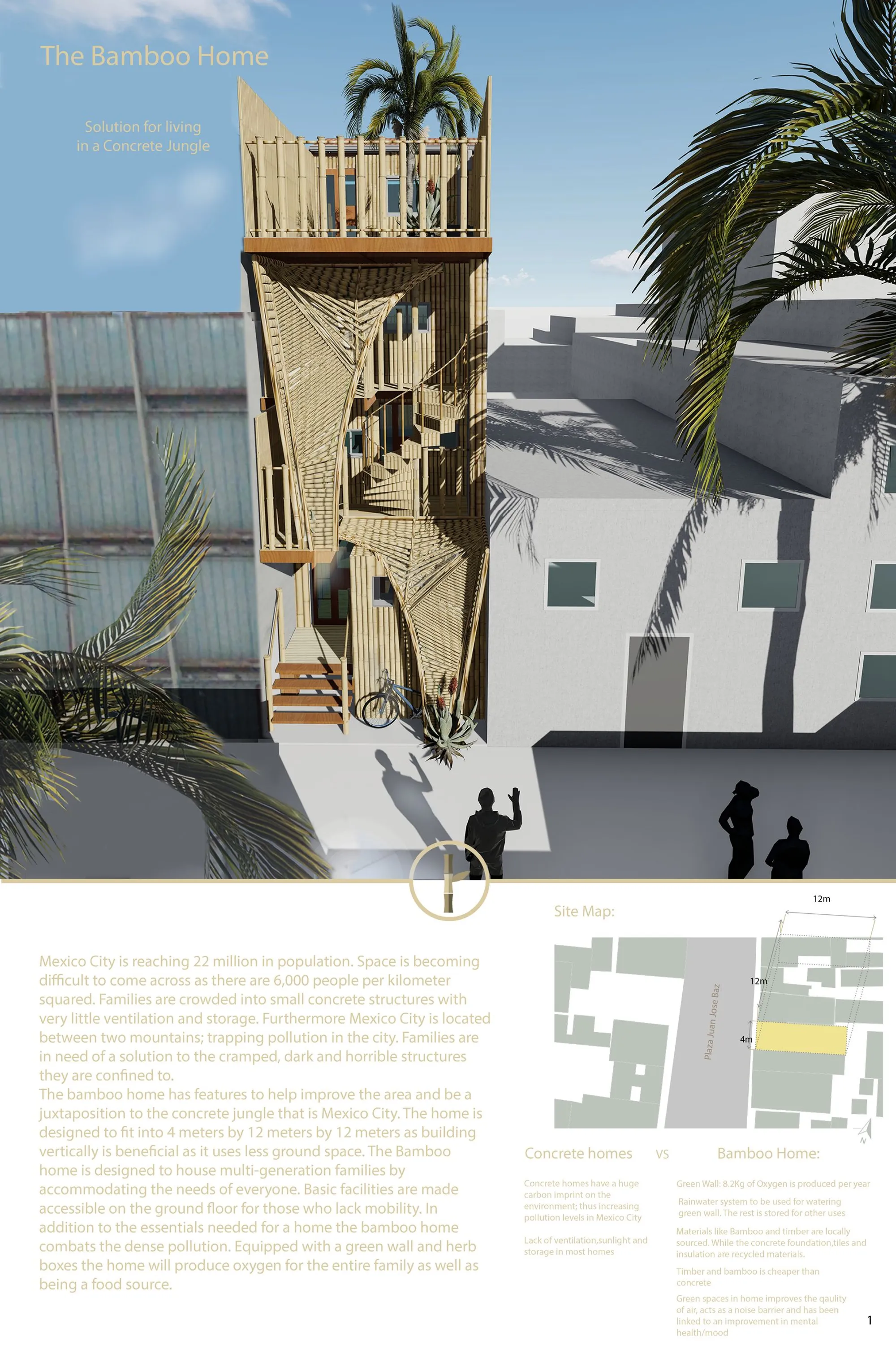 Bamboo Home: Compact Urban Housing Wrapped in a Curved Bamboo Facade