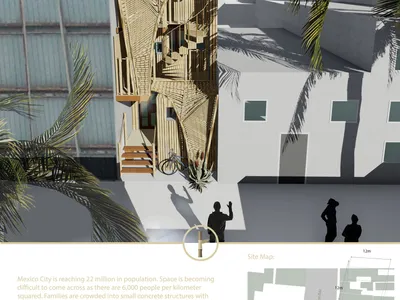 Bamboo Home: Compact Urban Housing Wrapped in a Curved Bamboo Facade