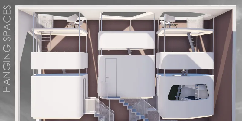 Hanging Spaces: floating modular units for vertical urban density