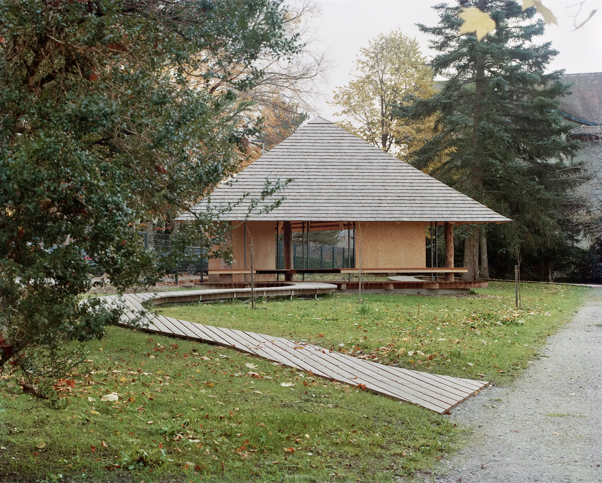 Umbrella Pavilion in Fribourg by Charly Jolliet Architecte