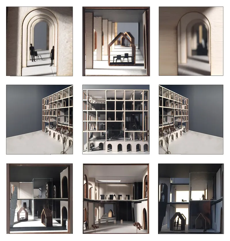 Framed views shaping spatial experience.