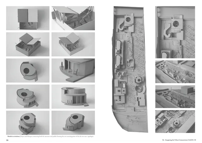 Physical site model illustrating program segregation and urban integration.