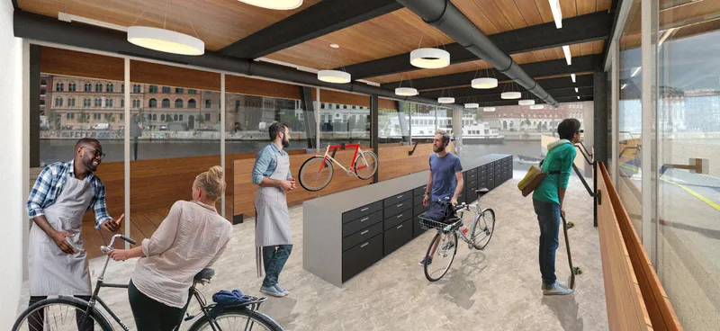 Workshop and repair space celebrating Copenhagen’s cycle culture.