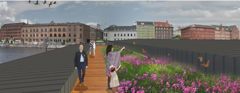 Accessible green roof transforming infrastructure into public landscape.