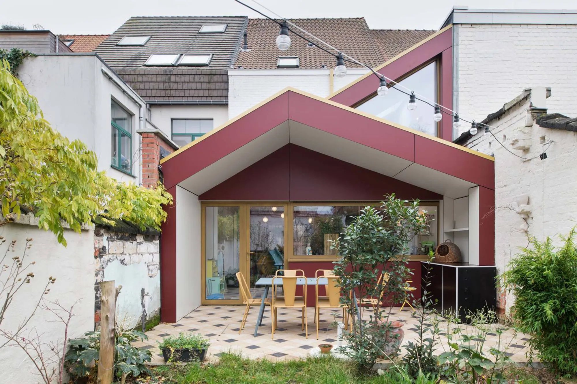 House JC Renovation in Ghent by Bakermat Atelier for Architectuur: A Colorful Graphic Extension for a Flemish Townhouse