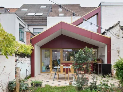 House JC Renovation in Ghent by Bakermat Atelier for Architectuur: A Colorful Graphic Extension for a Flemish Townhouse