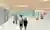 This architectural rendering depicts the interior of a modern hospital waiting area. The space featu
