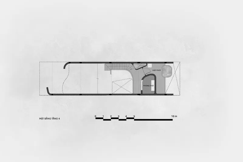 Top floor plan illustrating a rooftop terrace with stair access and service room