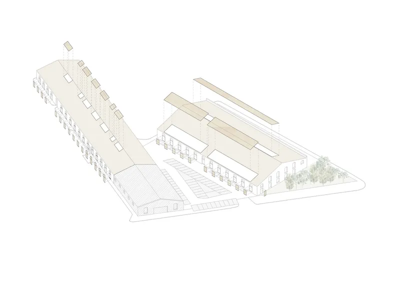 Axonometric drawing of the existing bodega state