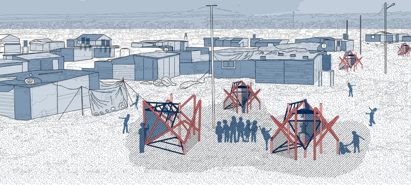 Clustered modular playground units fostering social interaction and shared play environments