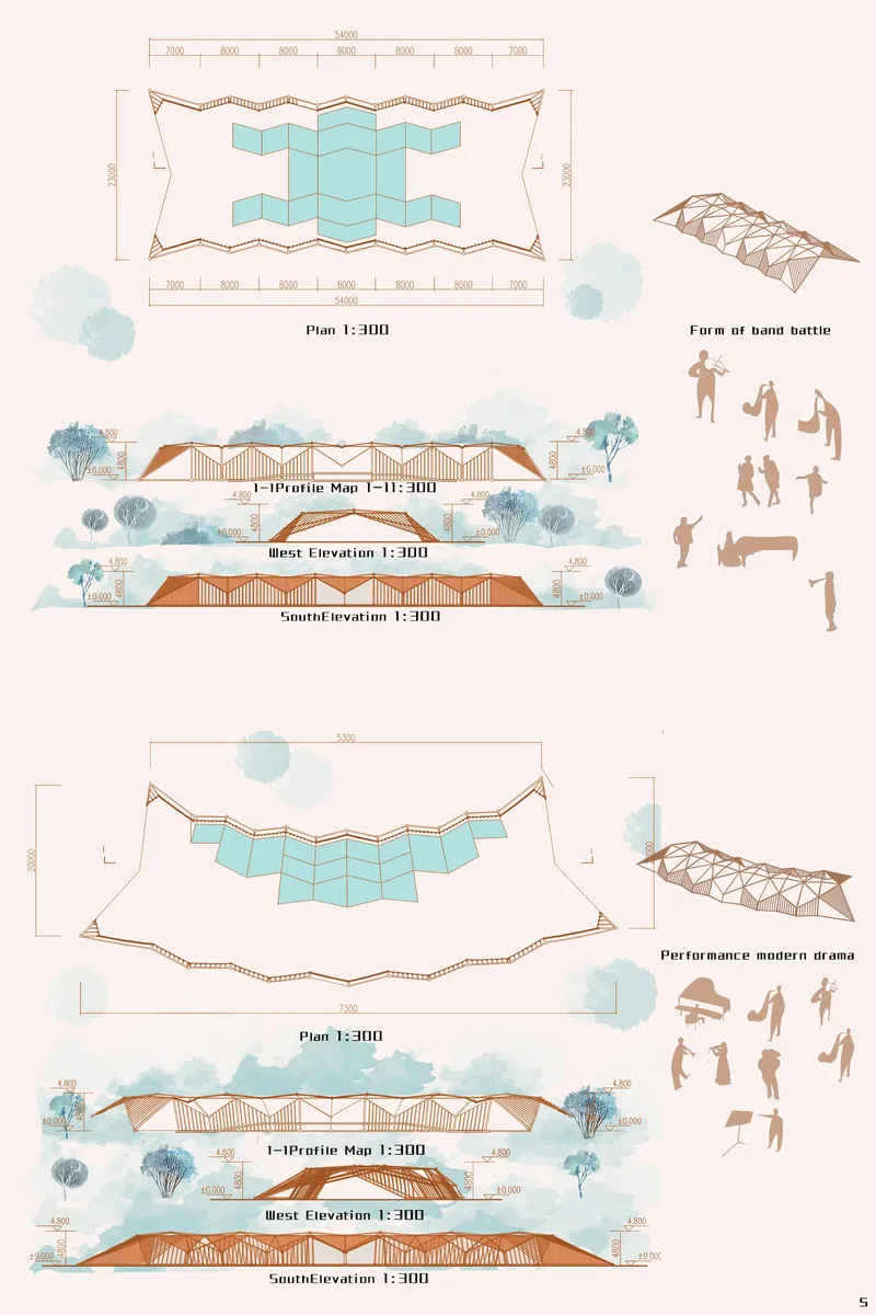 Technical drawings and plans illustrating the modular system, structural logic, and adaptable configurations.