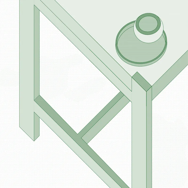 Isometric detail of a circular skylight element intersecting with linear structural framing members