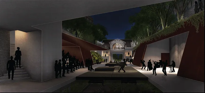 Performance space transforming infrastructure into an active cultural and social gathering environment