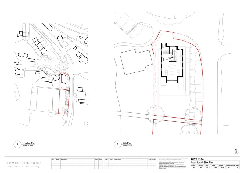 Location plan and site plan drawings showing the building footprint within surrounding context