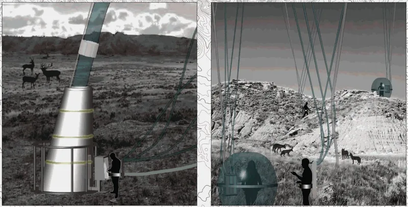 Ground interface of the system where coal extraction nodes connect humans to the atmospheric life-support network.