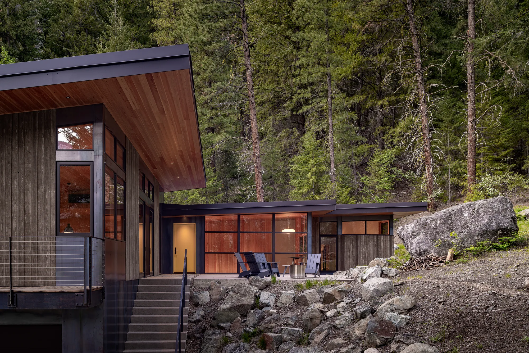Prentiss Balance Wickline Architects Wrap a Family Home Around a Boulder in the Cascades