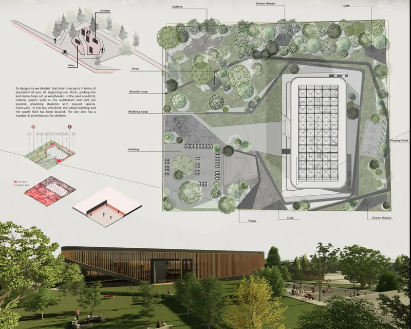 Landscape, circulation, and education merge into one integrated masterplan designed for future-ready learning environments.