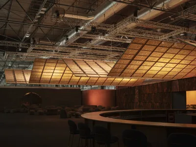 Manuel Bouzas and salazarsequeromedina Build a Lounge from Wildfire-Reclaimed Wood at ARCO Madrid