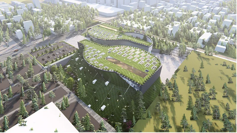 Organic massing integrates architecture with its surroundings, creating a campus that grows from the site.