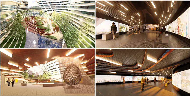 Central courtyard anchors social interaction, functioning as an open-air learning amphitheater.