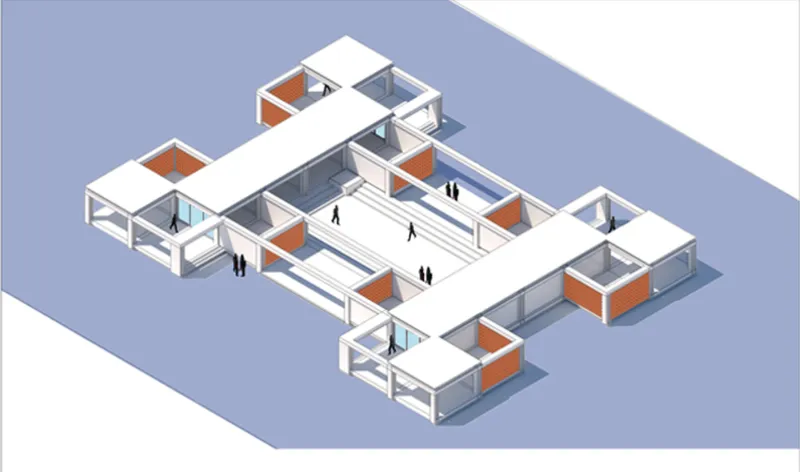 Deployable classroom modules offer flexible educational spaces focused on human-scale learning experiences.