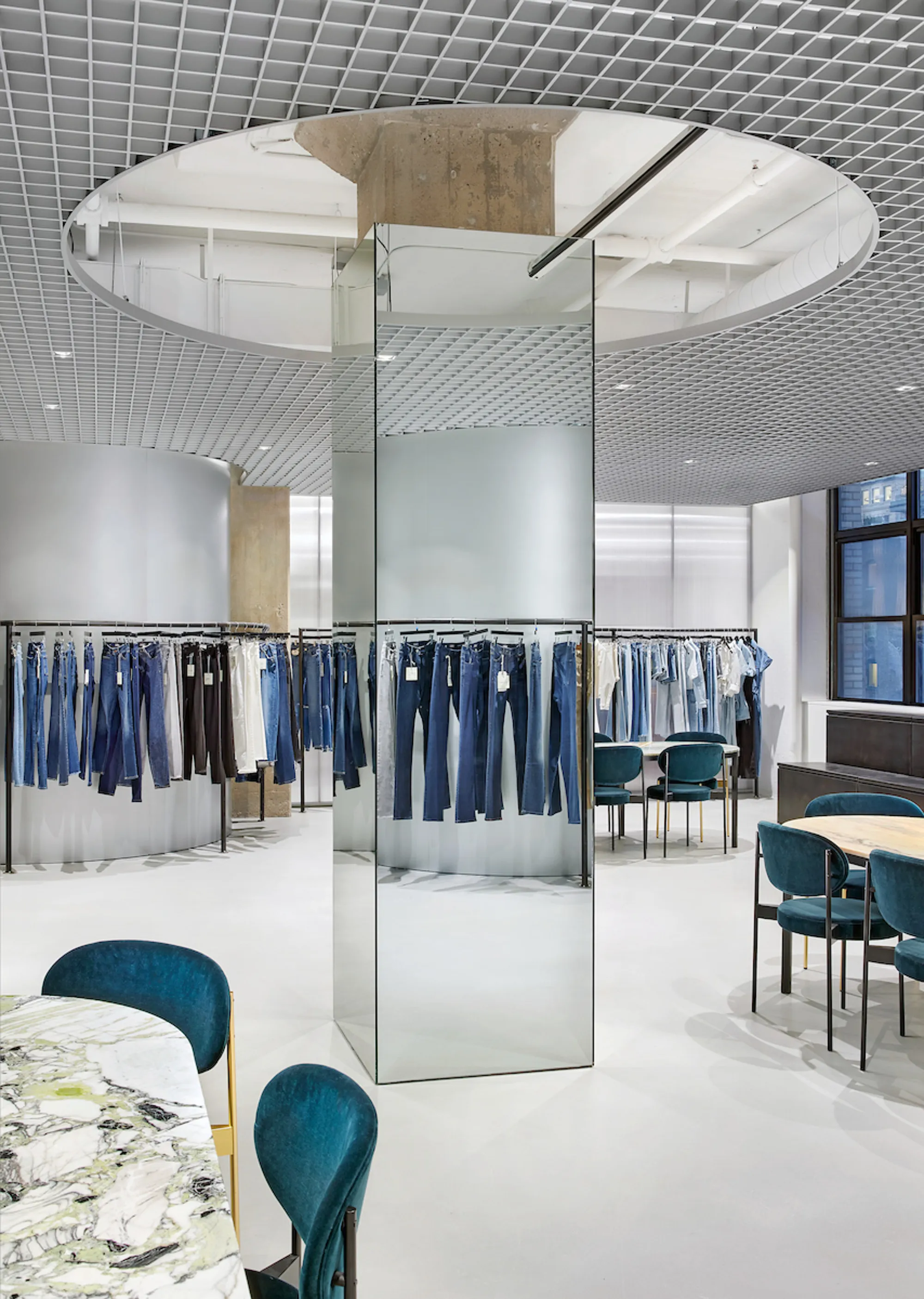 Studio MBM Wraps a New York Denim Brand's Identity Around a Reflective Central Showroom