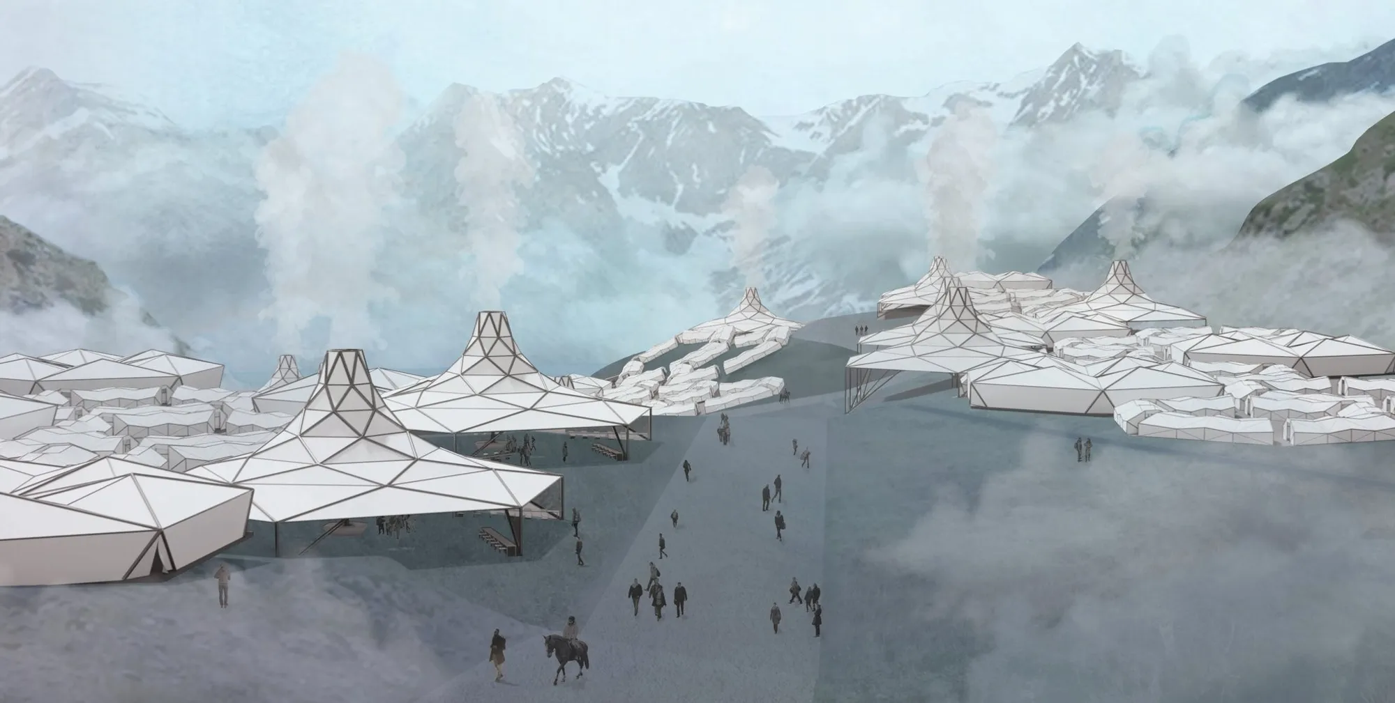 Temporal Parasols: A Modular Architecture Approach to Temporary Pilgrimage Infrastructure