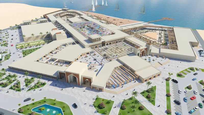 Waterfront commercial hub inspired by El-Quseir’s traditional urban fabric and Red Sea identity.